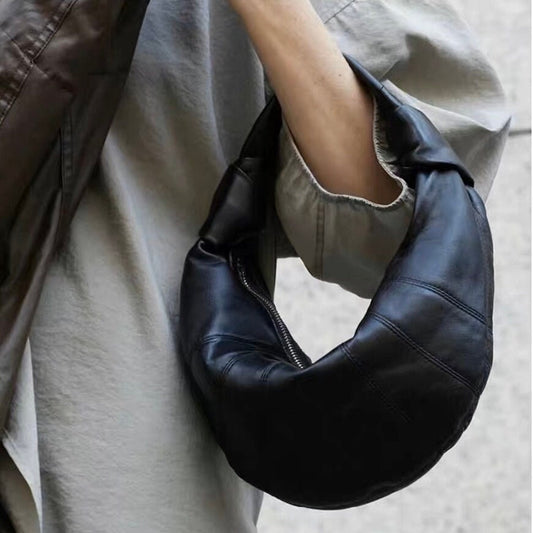 Genuine Full-Grain Sheepskin Croissant Underarm Bag Handbag