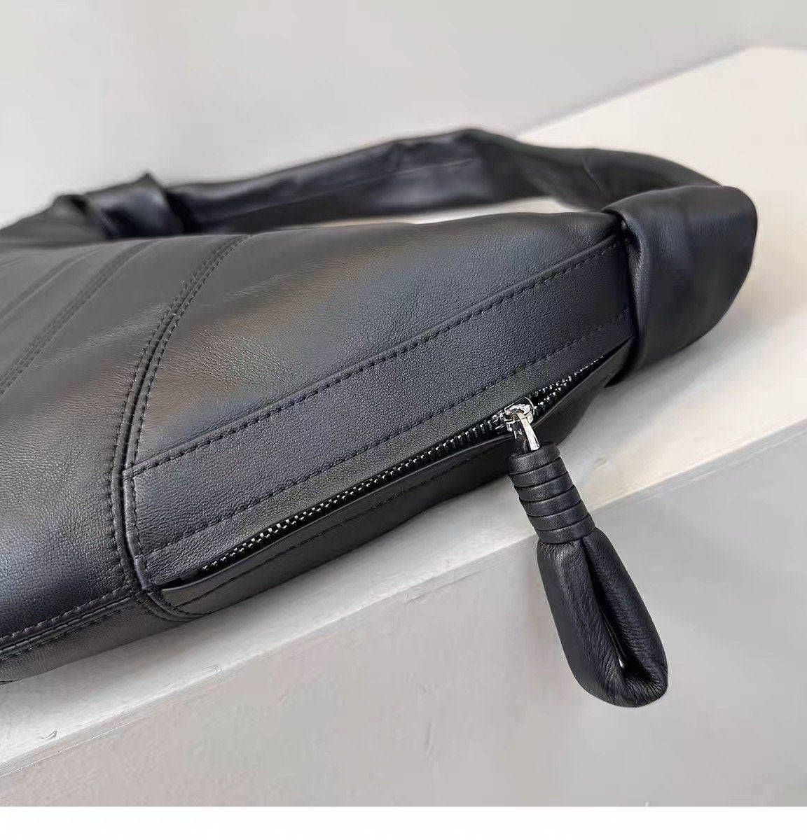 Genuine Full-Grain Sheepskin Croissant Underarm Bag Handbag