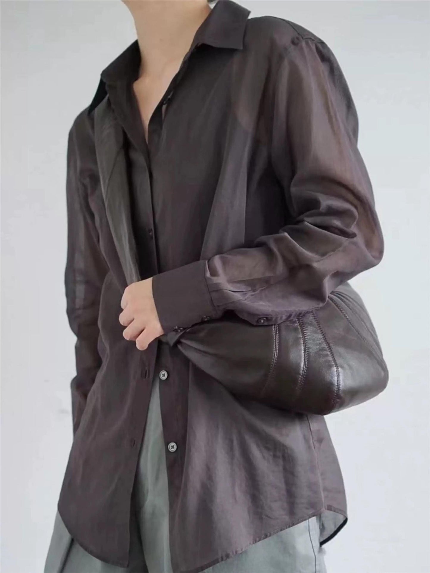 Genuine Full-Grain Sheepskin Croissant Crossbody Bag Handbag Small