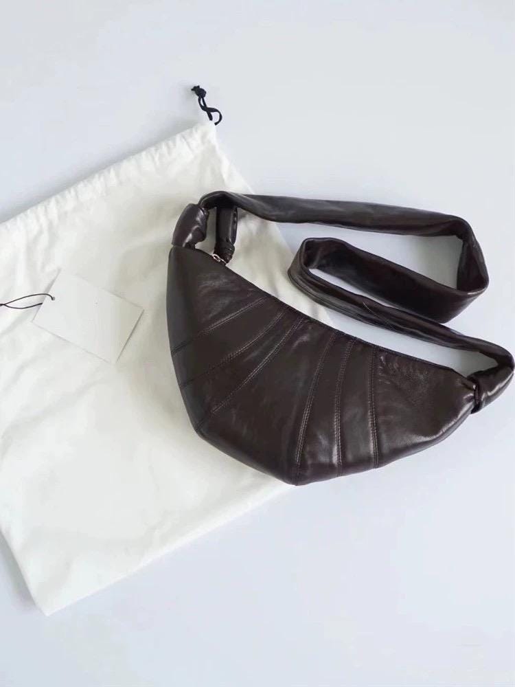 Genuine Full-Grain Sheepskin Croissant Crossbody Bag Handbag Small