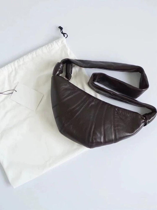 Genuine Full-Grain Sheepskin Croissant Crossbody Bag Handbag Small