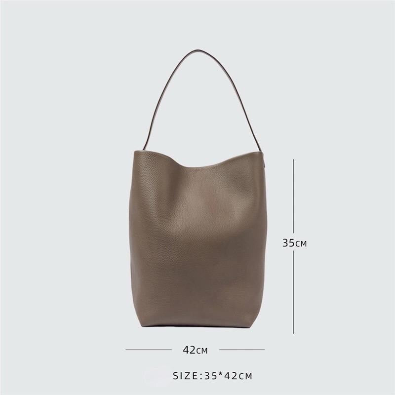 Genuine TOGO Leather Bucket Bag Taupe