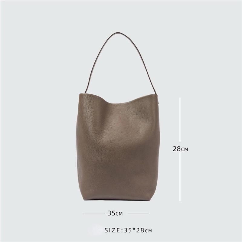 Genuine TOGO Leather Bucket Bag Taupe