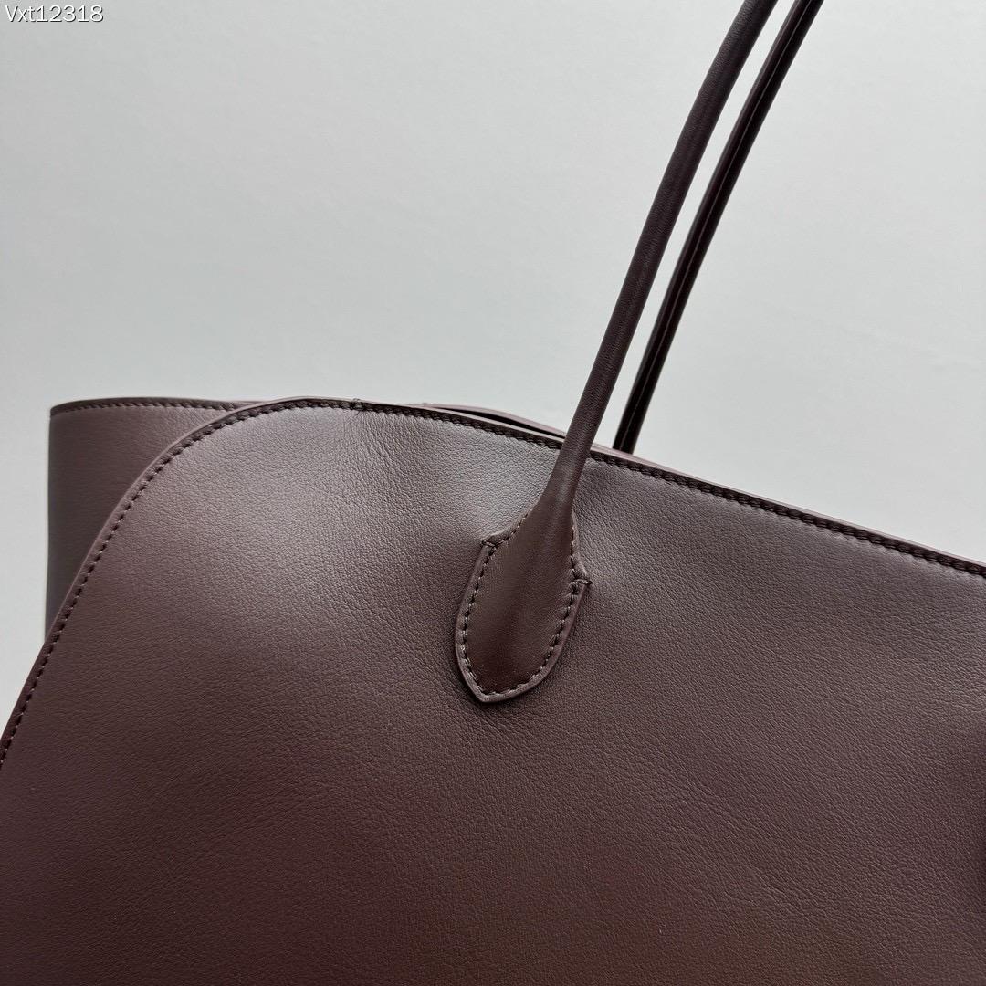Genuine Leather Tote Bag Marlo 17 – Chocolate Smooth Napa Leather