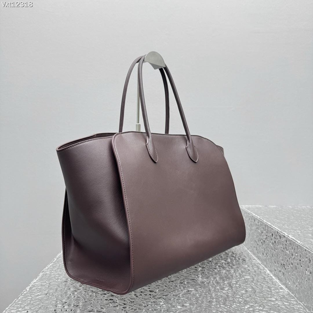 Genuine Leather Tote Bag Marlo 17 – Chocolate Smooth Napa Leather