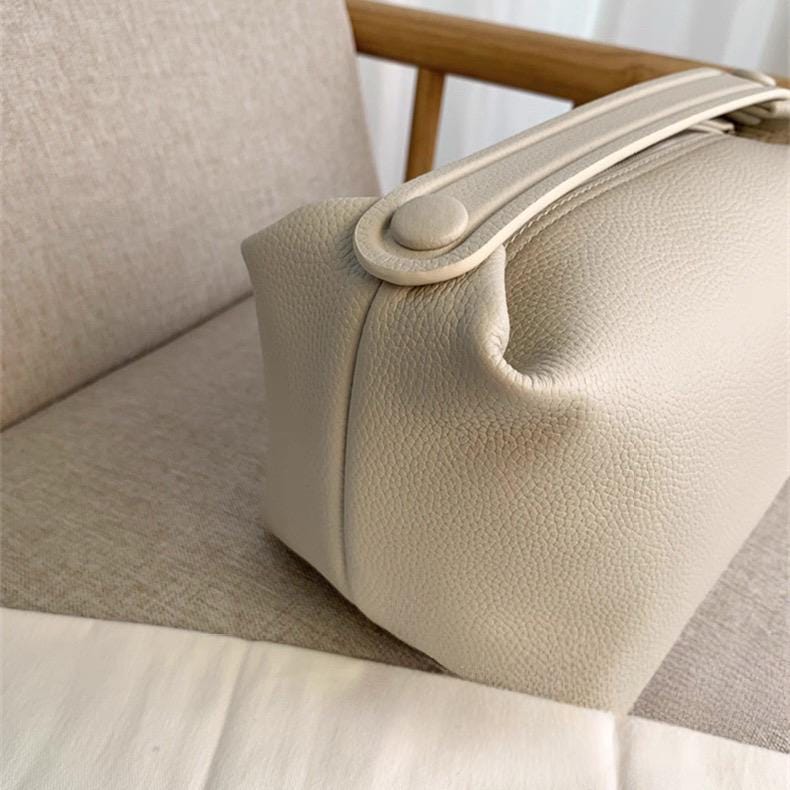 Mini Leather Cloud Top Handle Lunchbox Bag White Floater Leather
