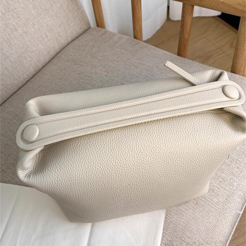 Mini Leather Cloud Top Handle Lunchbox Bag White Floater Leather
