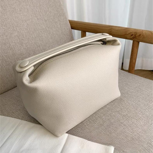 Mini Leather Cloud Top Handle Lunchbox Bag White Floater Leather
