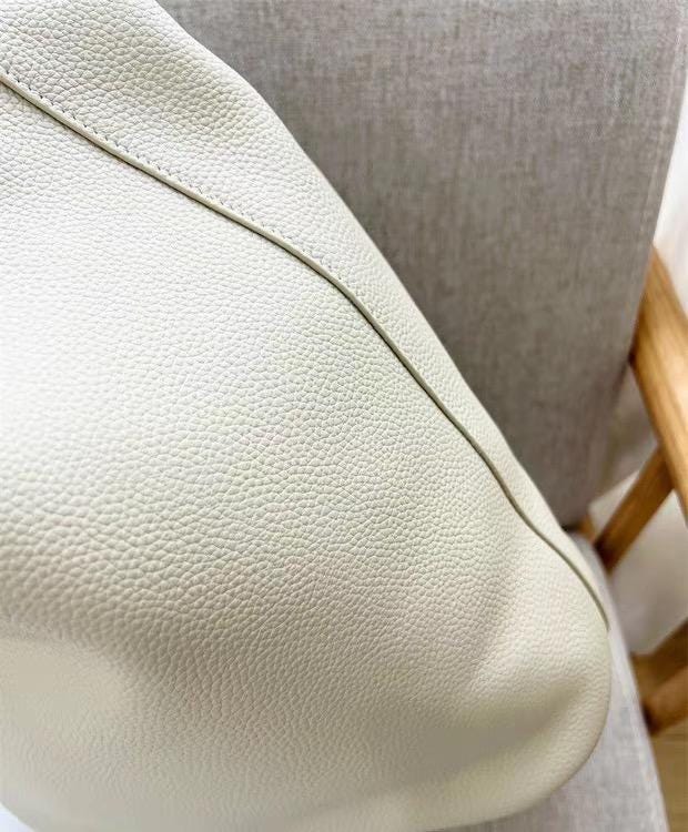 Genuine Leather Bag Shoulder Tote Bag White