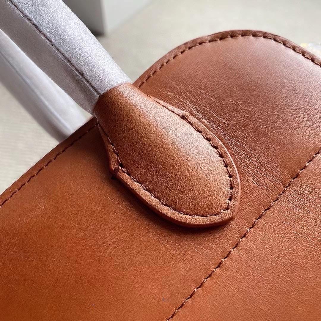 Genuine Togo Leather Margaux Small Saddle Leather Tote Shoulder Bag