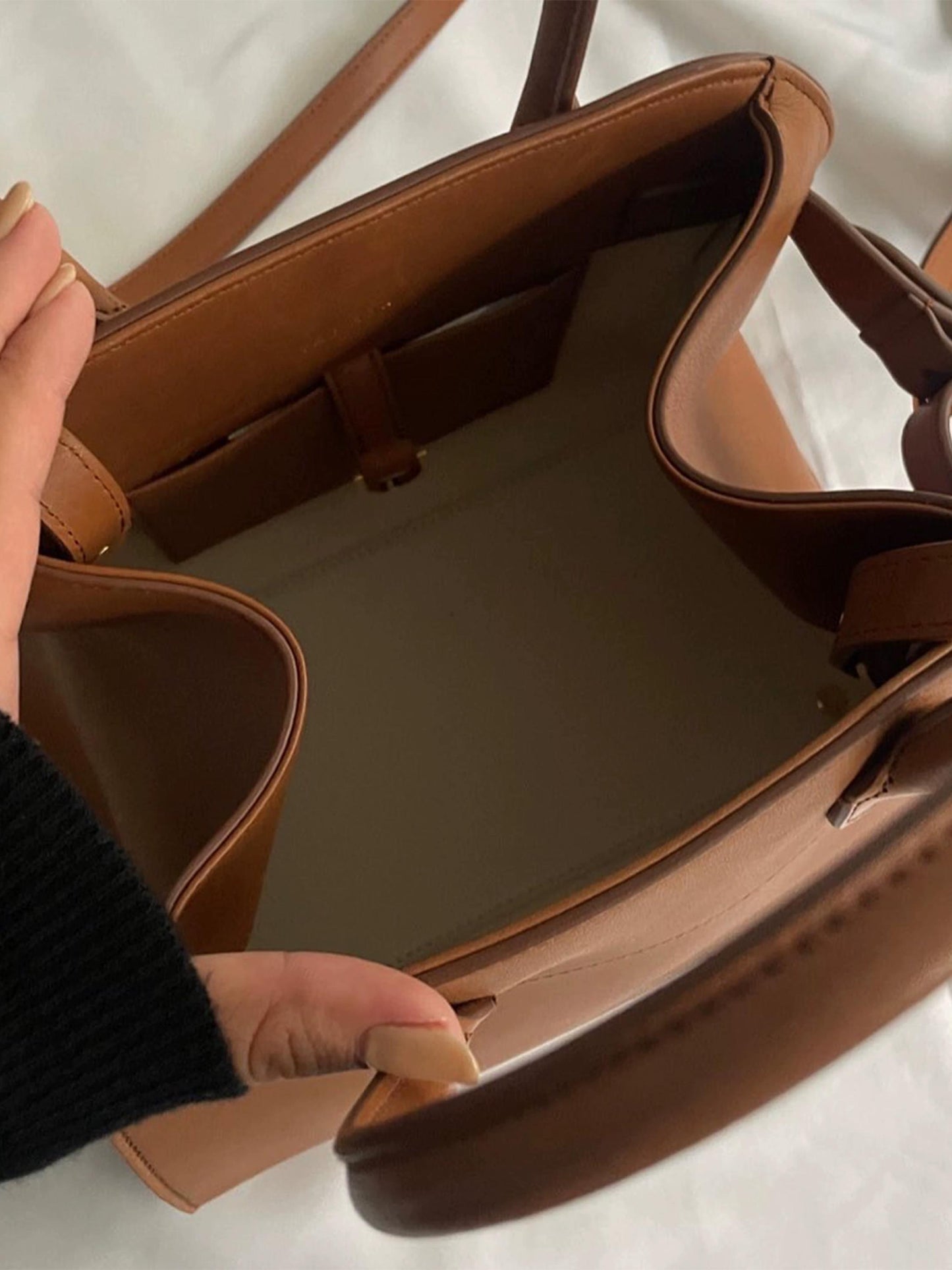 Genuine Togo Leather Margaux Small Saddle Leather Tote Shoulder Bag