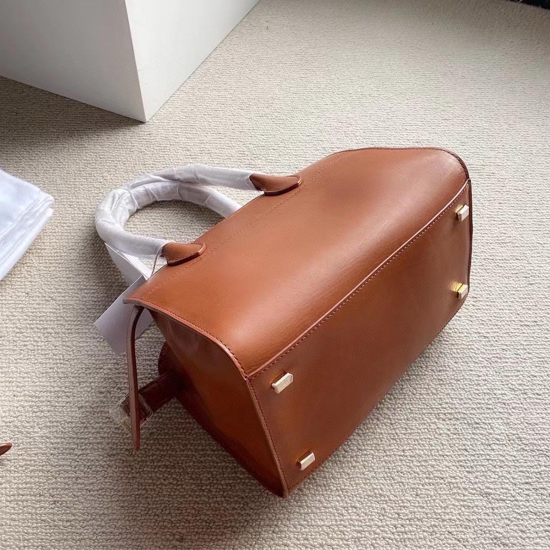 Genuine Togo Leather Margaux Small Saddle Leather Tote Shoulder Bag
