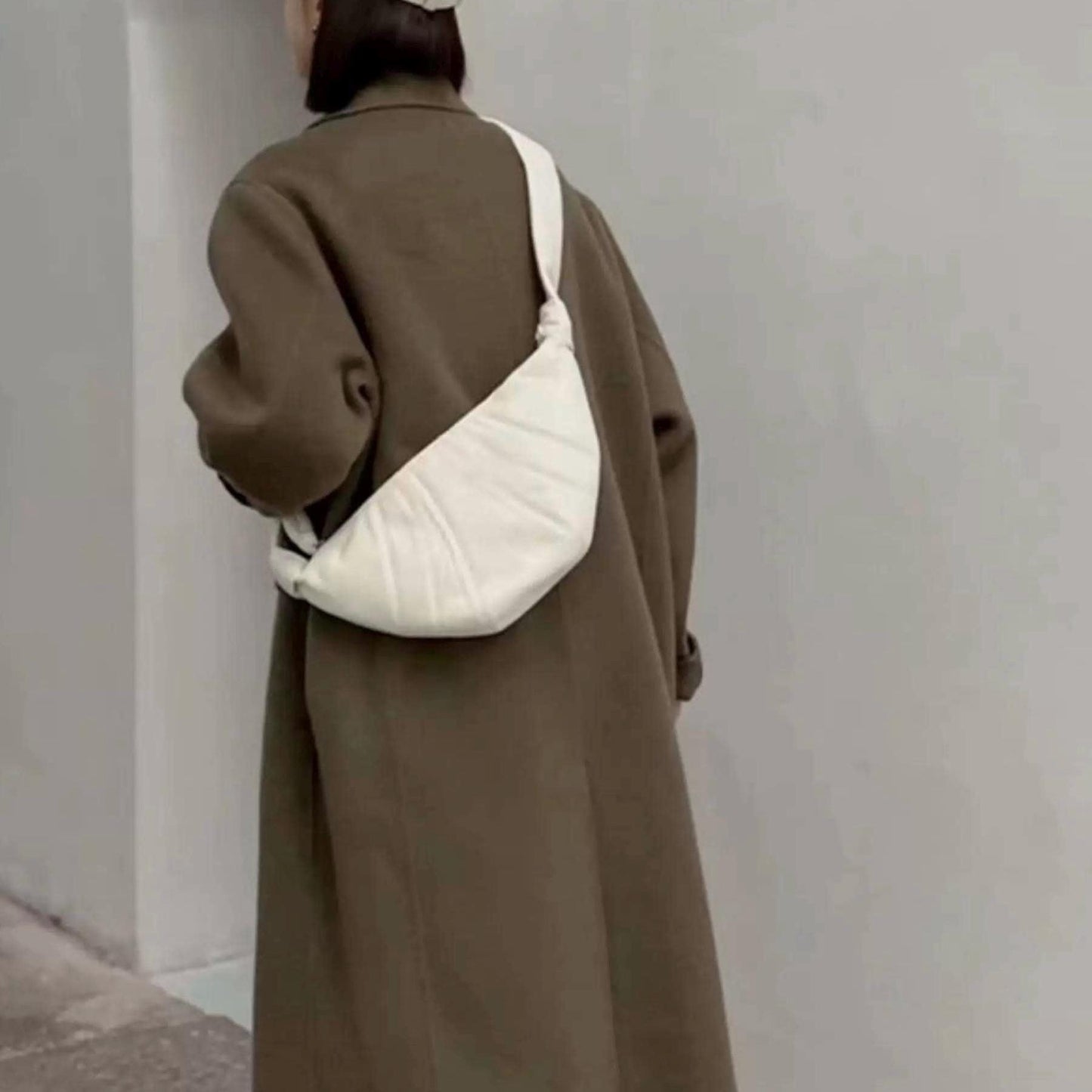 Genuine Full-Grain Sheepskin Croissant Crossbody Bag Handbag Small
