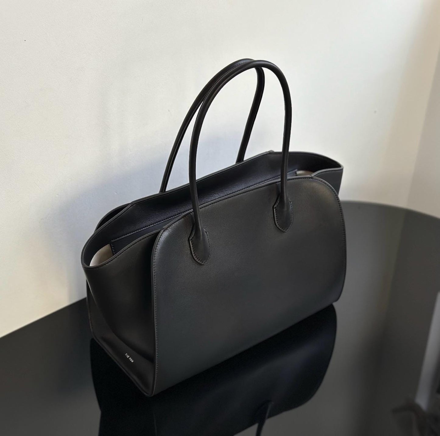 Genuine Leather Tote Bag Smooth Napa Leather Black M-14