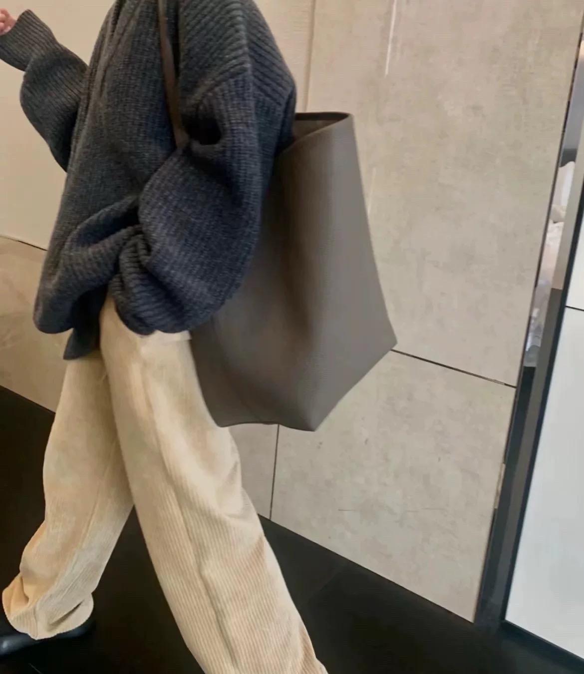 Genuine TOGO Leather Bucket Bag Taupe