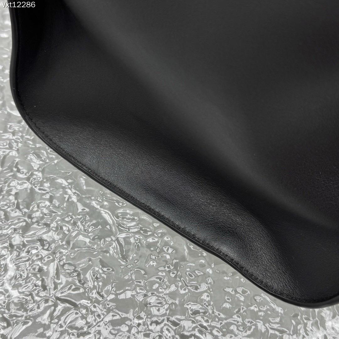 Genuine Leather Tote Bag Marlo 17 – Black Smooth Napa Leather