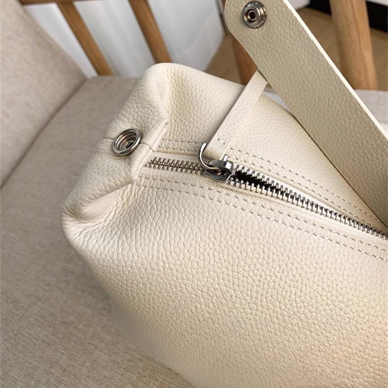 Mini Leather Cloud Top Handle Lunchbox Bag White Floater Leather