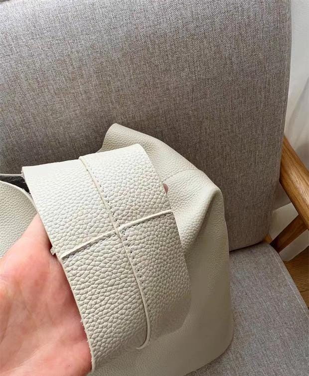 Genuine Leather Bag Shoulder Tote Bag White