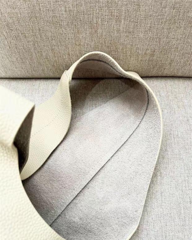Genuine Leather Bag Shoulder Tote Bag White