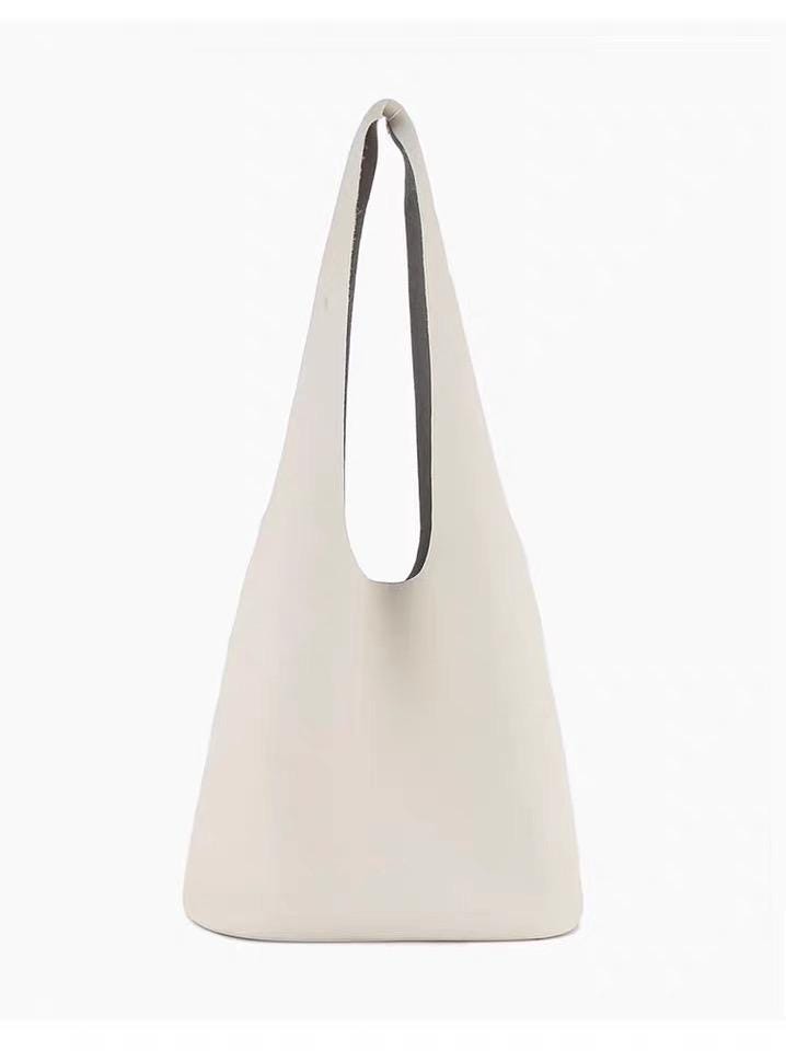 Genuine Leather Bag Shoulder Tote Bag White