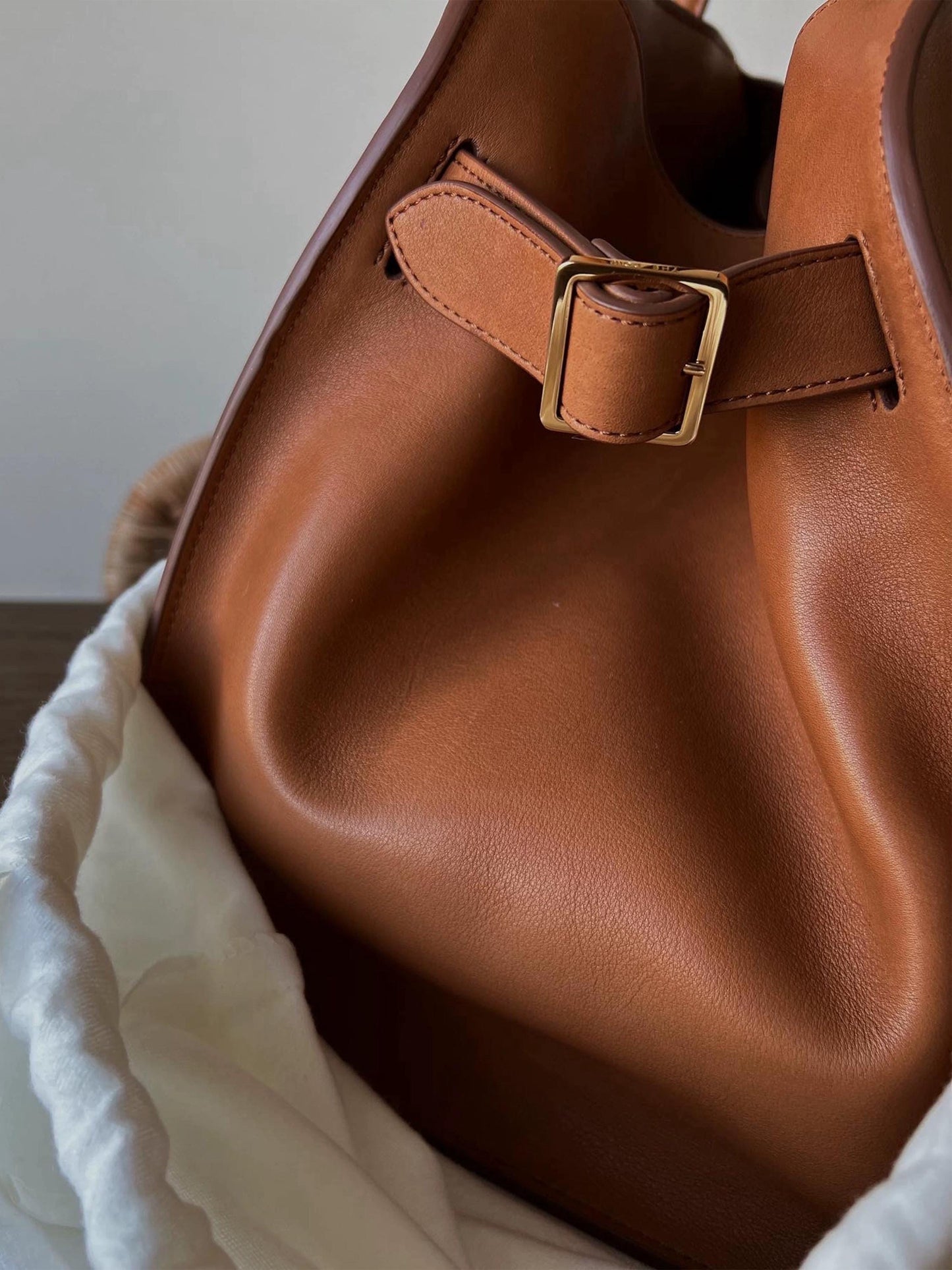 Genuine Togo Leather Margaux Small Saddle Leather Tote Shoulder Bag