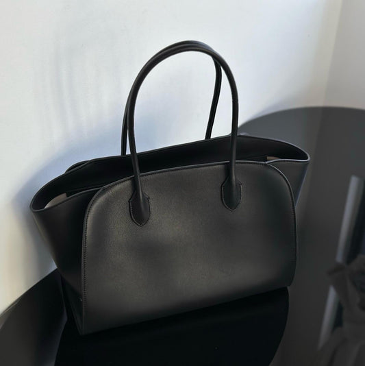 Genuine Leather Tote Bag Smooth Napa Leather Black M-14