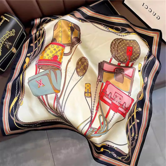 Pure Mulberry Silk Scarf – Lightweight 12 Momme Crepe, 70cm Square