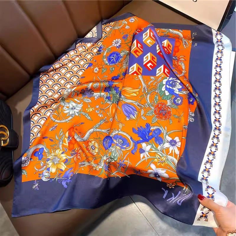 Pure Mulberry Silk Scarf – Lightweight 12 Momme Crepe, 70cm Square