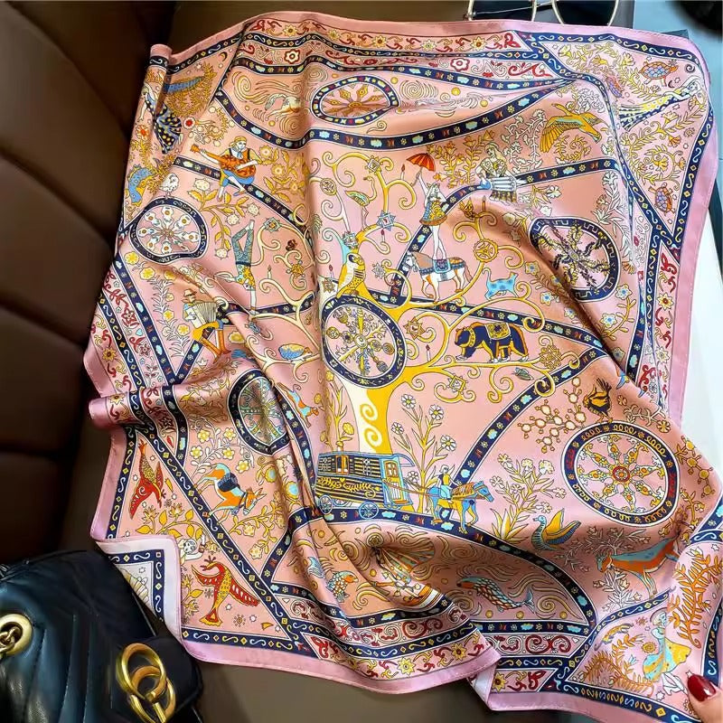 Pure Mulberry Silk Scarf – Lightweight 12 Momme Crepe, 70cm Square