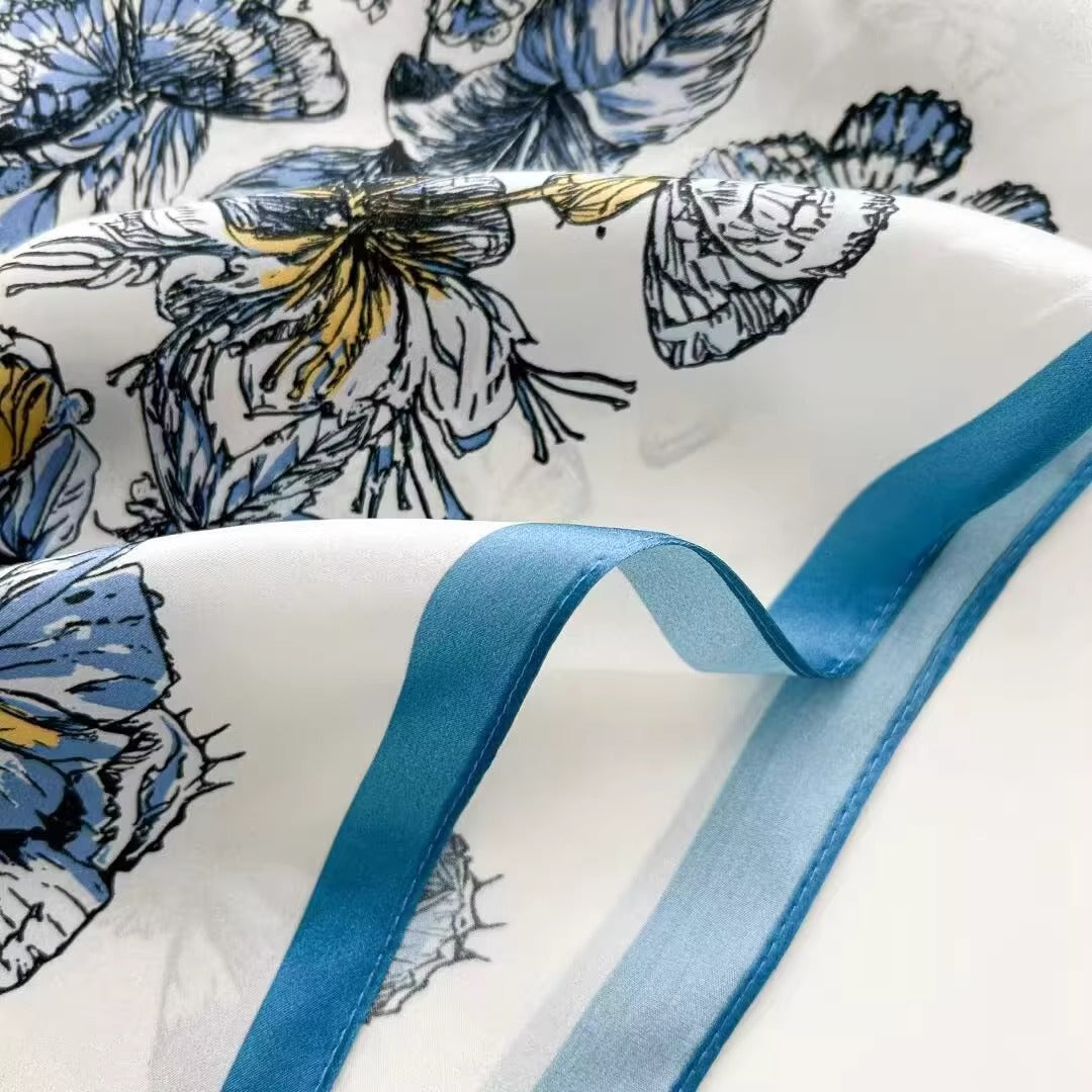 Pure Mulberry Silk Scarf – Lightweight 12 Momme Crepe, 90cm Square