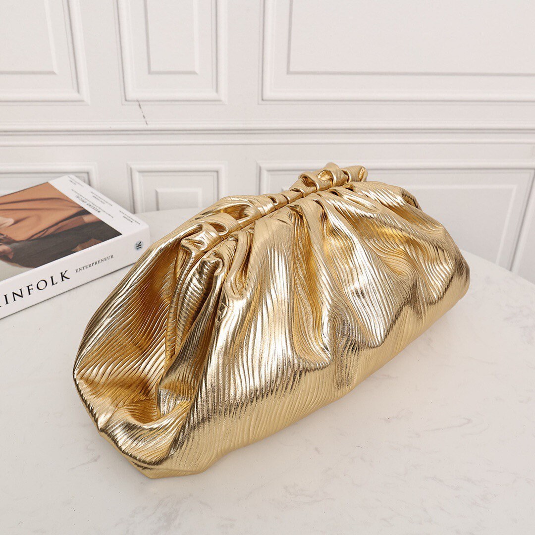 Large Pouch Clutch #9028 Gold Bark Embossed