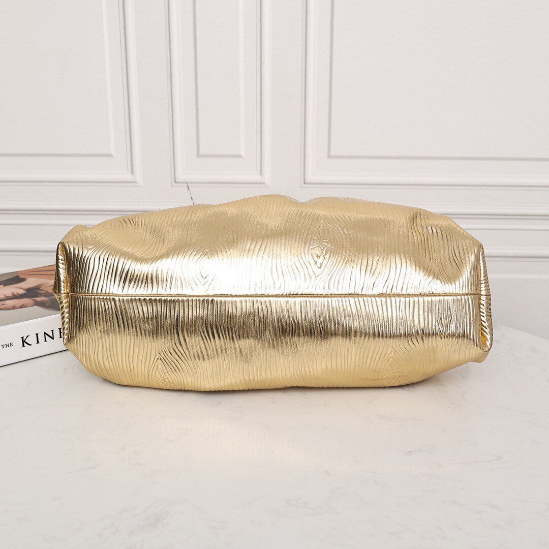 Large Pouch Clutch #9028 Gold Bark Embossed