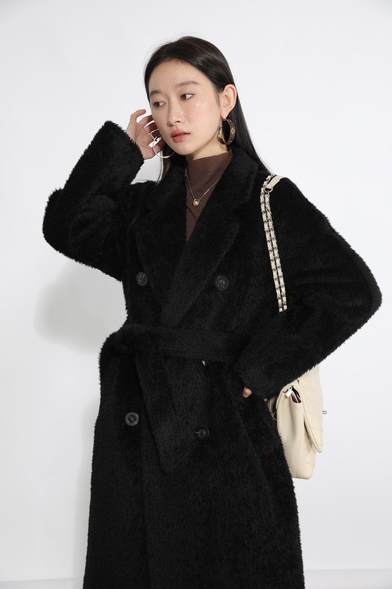 Suri Wool Long Coat #113066 Black