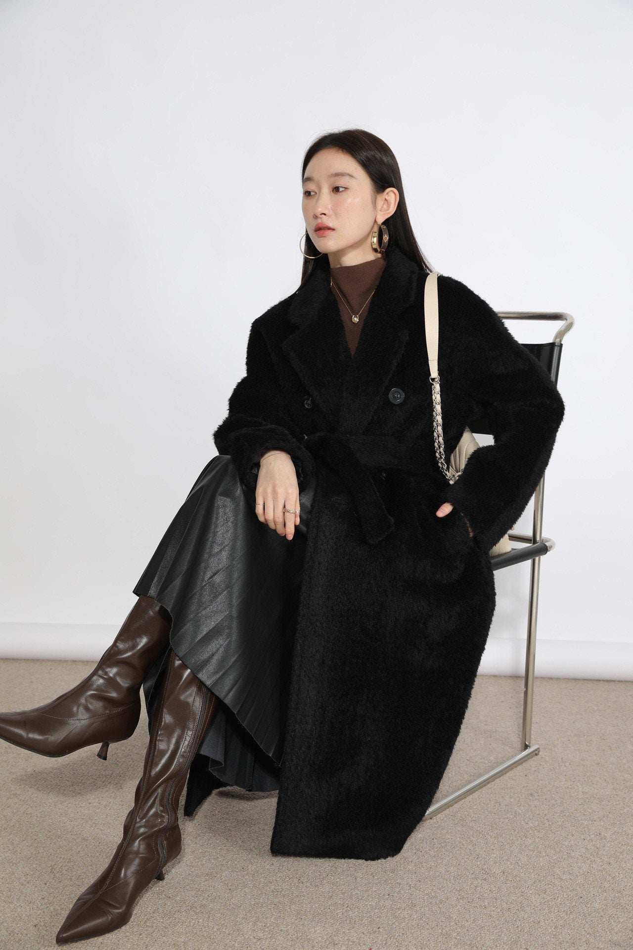 Suri Wool Long Coat #113066 Black