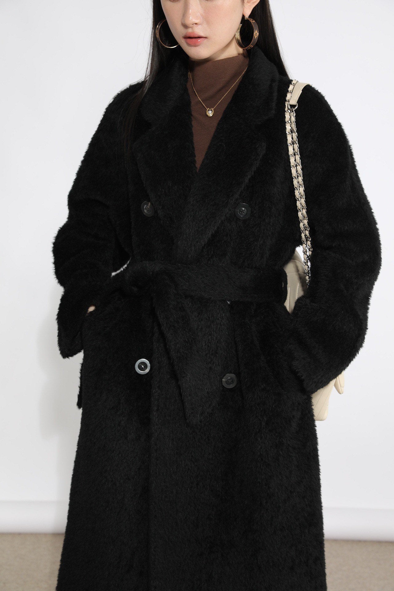 Suri Wool Long Coat #113066 Black