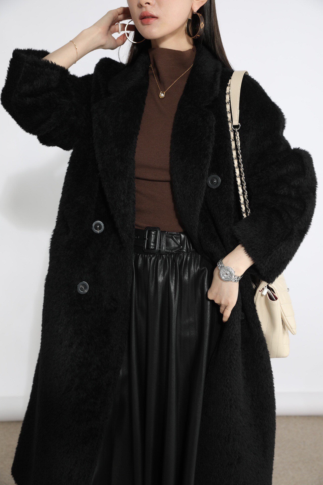 Suri Wool Long Coat #113066 Black