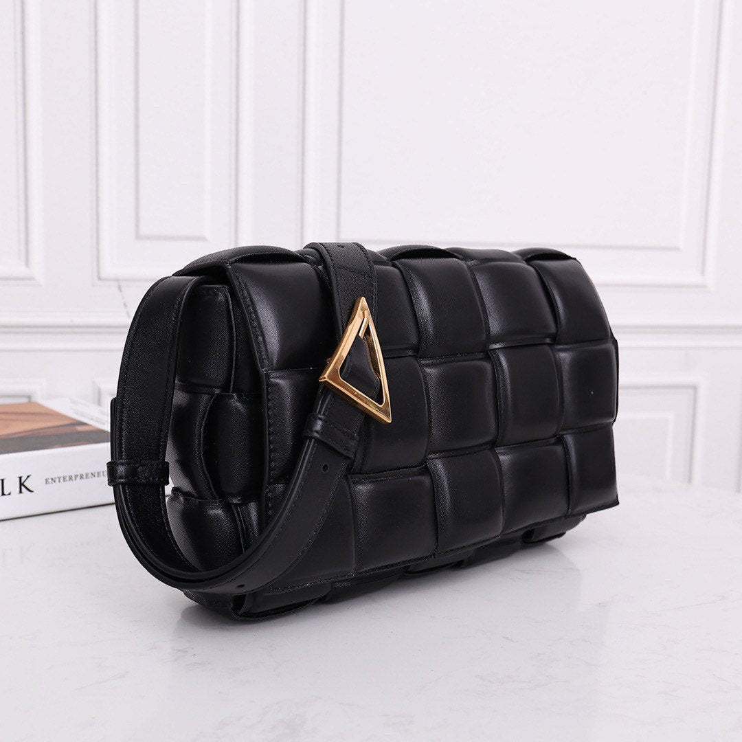 Padded Cassette Bag #6630A Black Gold Buckle