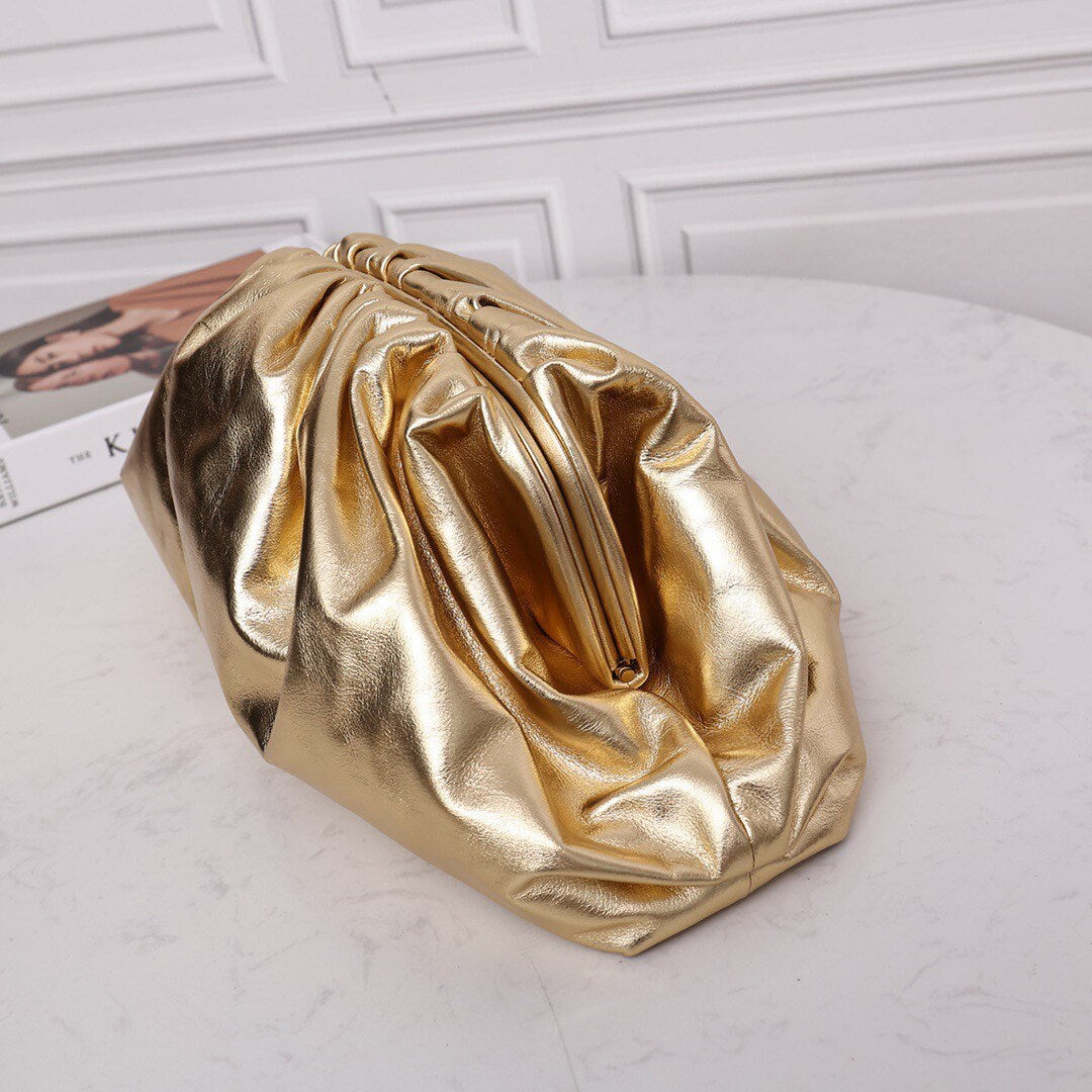 Large Pouch Clutch #9028 Gold Smooth