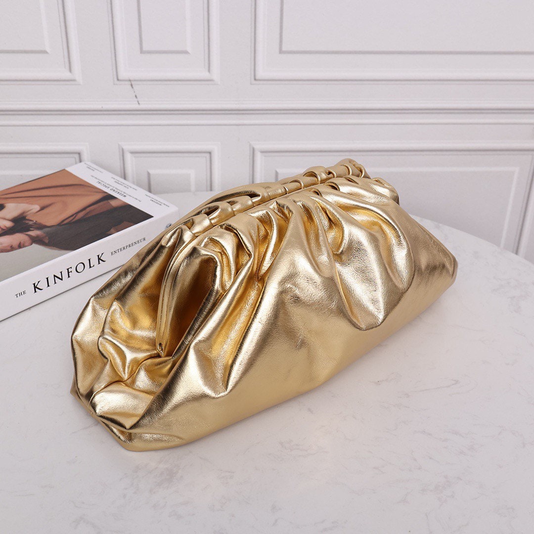 Large Pouch Clutch #9028 Gold Smooth