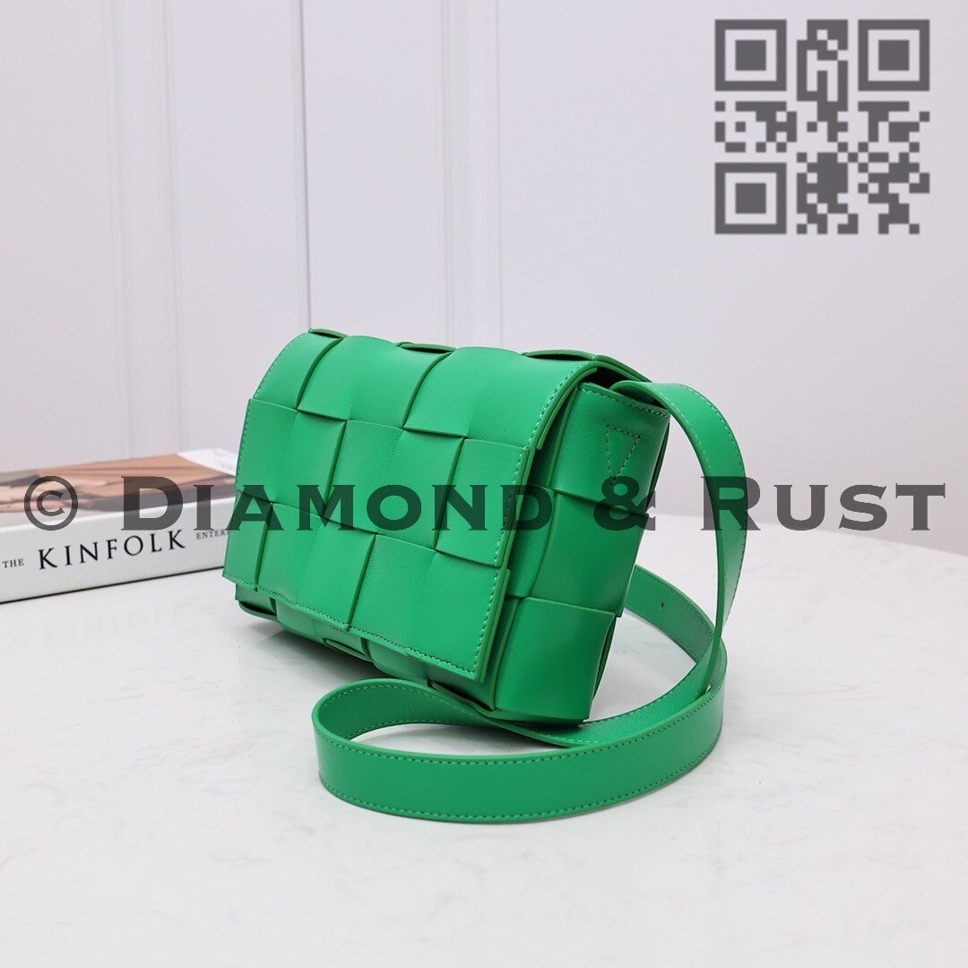 Green Quilted Diamante Strap Cross Body Bag