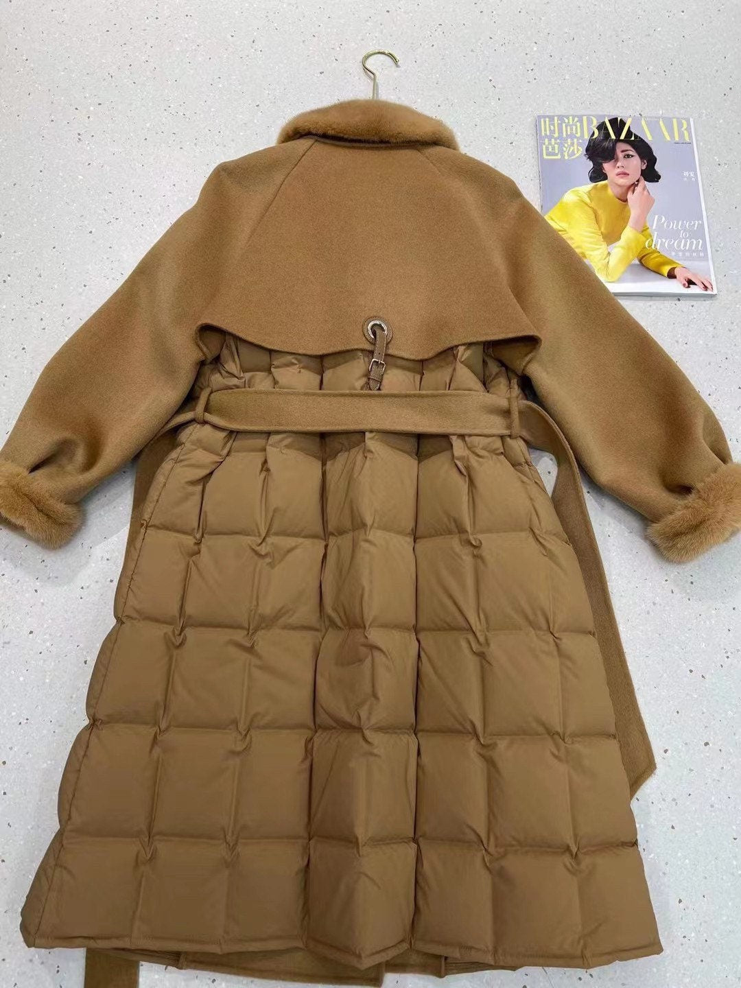 Wool Coat Quilted Down Coat Khaki