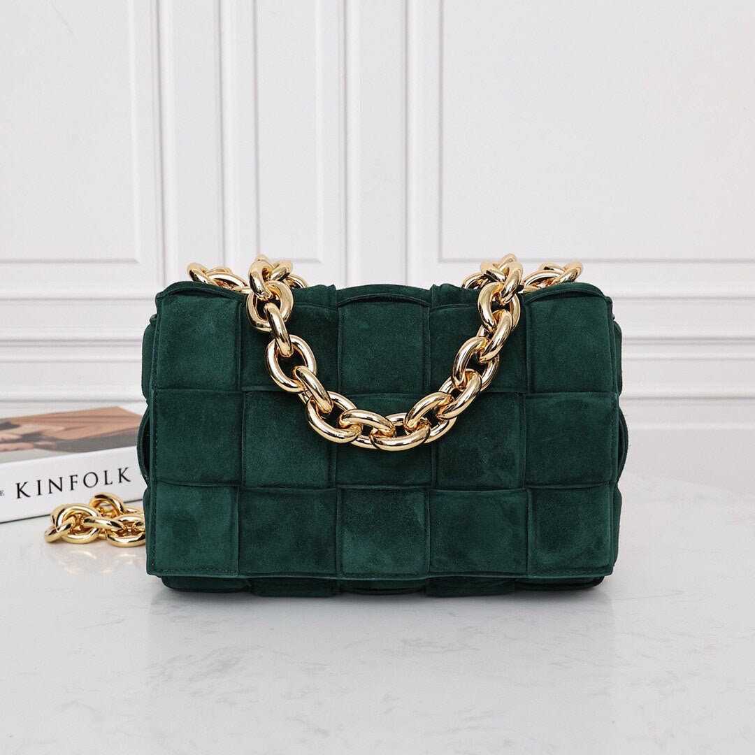 Padded Chain Cassette Bag in Suede #6633A