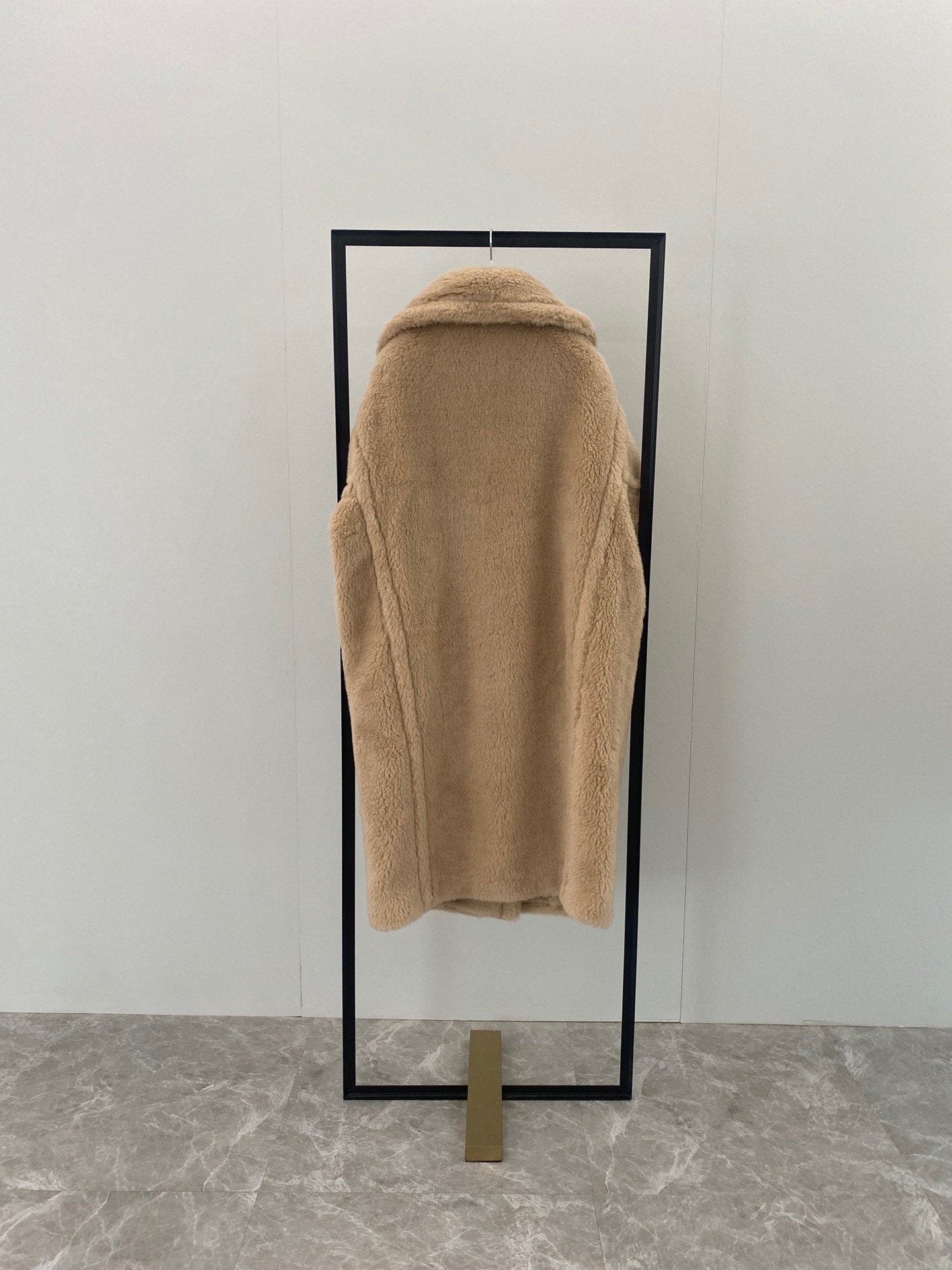 Wool Shearling Teddy Long Coat Loose fit oversized coat champagne