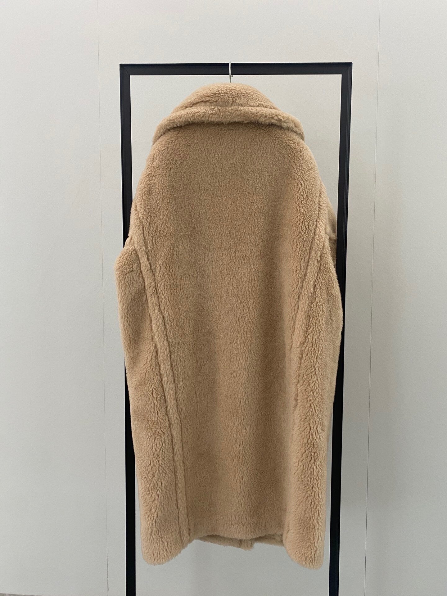 Wool Shearling Teddy Long Coat Loose fit oversized coat champagne