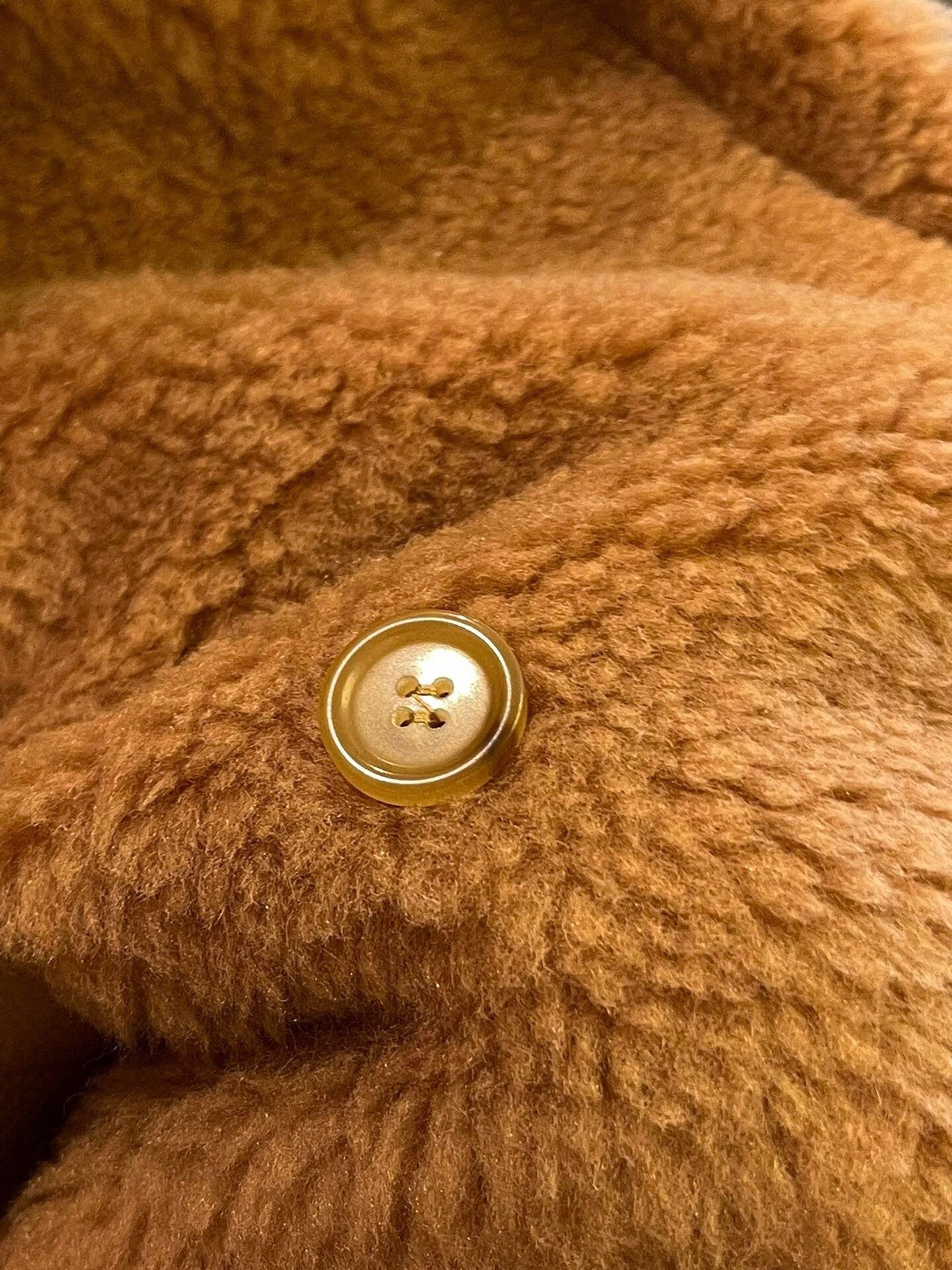 Wool Shearling Bomber Jacket Tactile Teddy Coat Icon Coat Camel