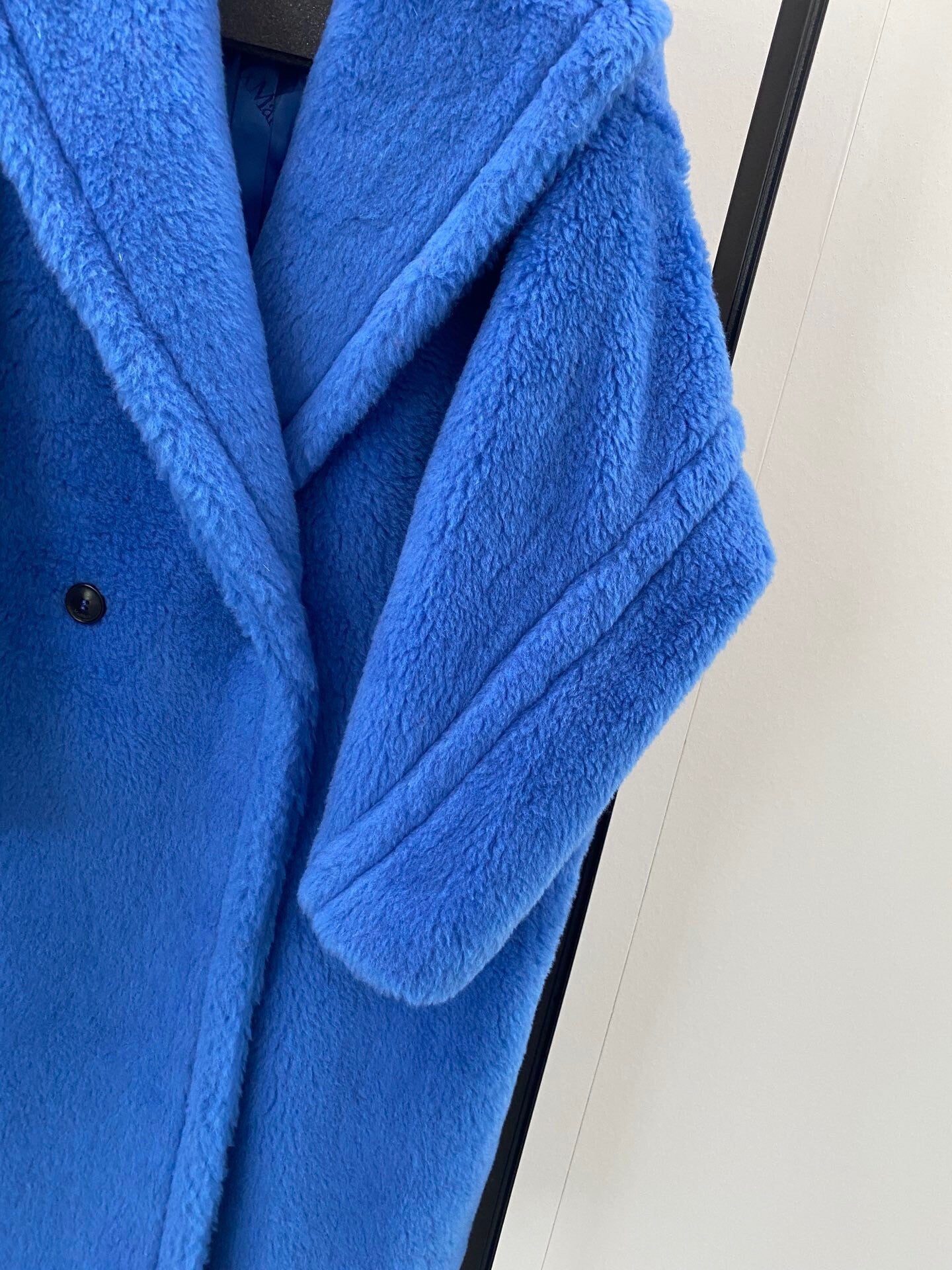 Wool Shearling Teddy Long Coat Loose fit oversized coat Royal Blue